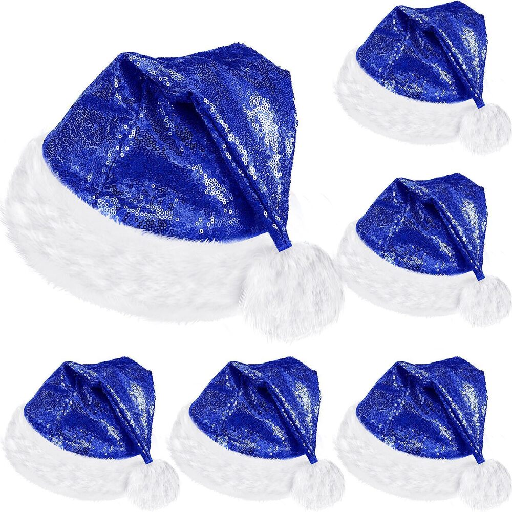 2006 6 Pcs Christmas Santa Hat Claus Xmas Hat for Adults Unisex with Lining
